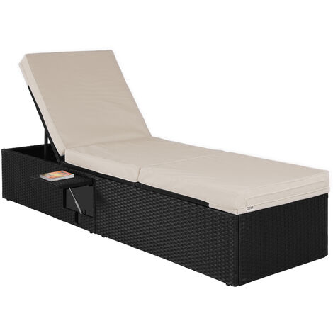 Deuba Chaise longue 1 personne canapé-lit réglable polyrotin 195x60cm - Jardin - Intérieur extérieur - Bain de soleil