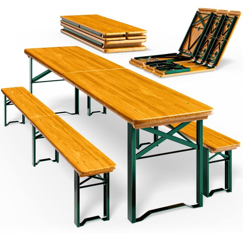 

Deuba Conjunto de mesa y bancos de jardín plegables muebles cerveceria camping mesa de 220x50x75cm