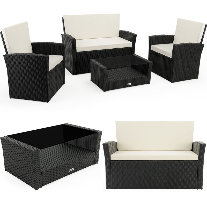 

Deuba Conjunto de jardín Lounge de poliratán resistente muebles de jardín con sofá mesa y sillones