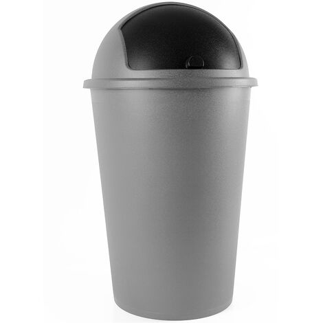 Deuba Cubo de basura cesto de desechos con tapa corredera 50L Papelera Basurero Plata - Plata