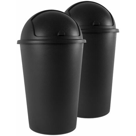 Deuba Cubo de basura Push Can de 50L con tapa deslizante color Negro 68 x 40cm de Plástico Polipropileno reciclaje basurero