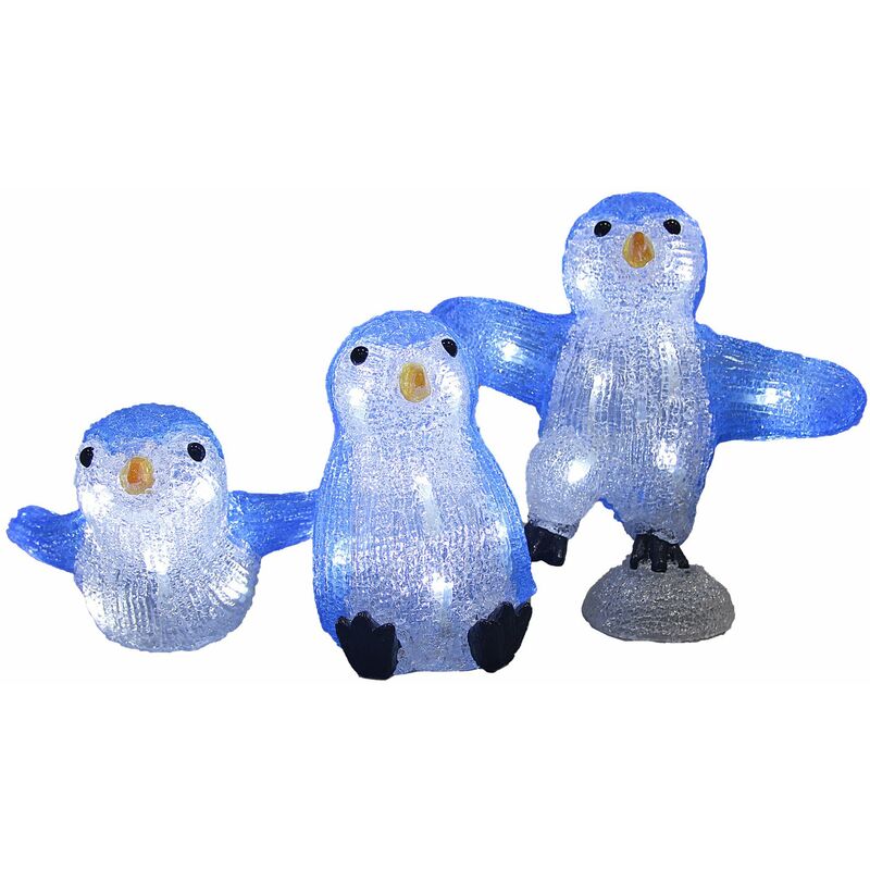 

Monzana - Deuba Figura LED adorno de Navidad acrilico figura decorativa iluminación decoración interior exterior Familia de pingüinos