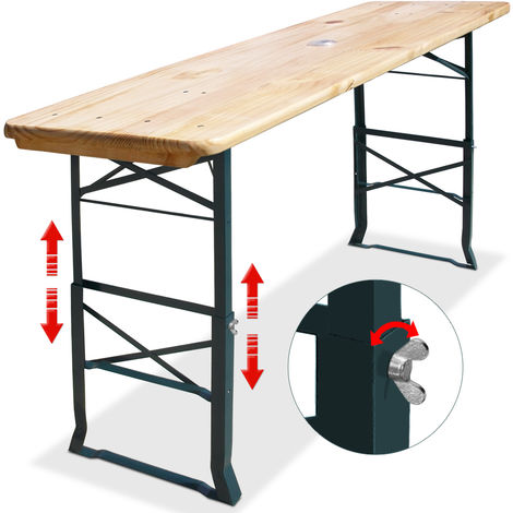 CASARIA DEUBA® Foldable Wooden Table Height Adjustable Indoor & Outdoor Versatility Breakfast Bar, Garden, Kitchen Counter 180cm Length Portable Folding Design