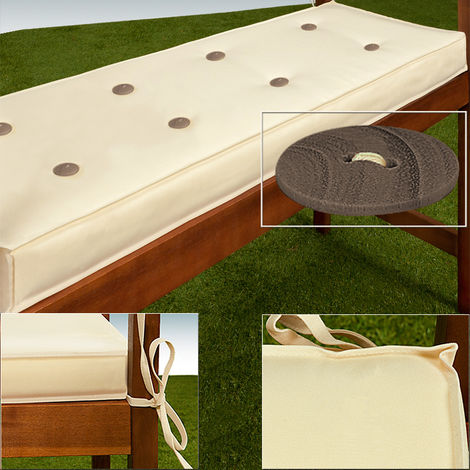 Deuba Garden Bench Cushion 3 Seater 145 X 45 Cm Pad Cover Detex Water Repellent Ties 100 Polyester White 101640