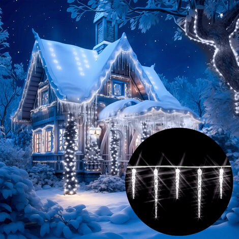 Deuba – Guirlande lumineuse d'extérieur 10,4 m – 40 stalactites LED blanc – IP44 pour intérieur et extérieur – Décoration festive Noël