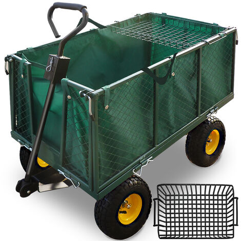 Deuba Handcart Removable Tarpaulin Up To 550kg Load Capacity Handcart Garden Transport Cart