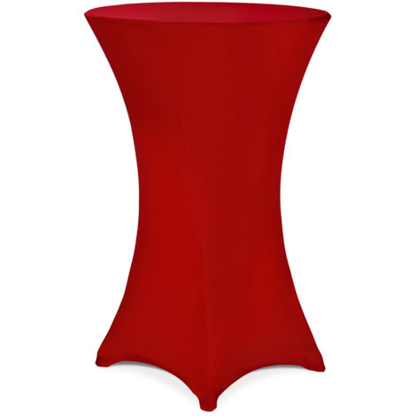DEUBA® Housse de table de bar bistrot ronde nappe mange debout protection table de cocktail tissu stretch table haute  Ø80 cm / Rouge Bordeaux