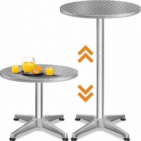 Deuba Juego de 2 mesas altas de Bar Bistro Ø60cm Altura regulable 70-115cm resistente a la intemperie