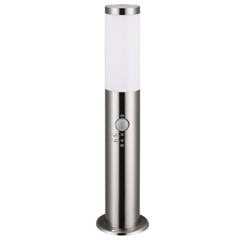 Deuba – Lampadaire d'extérieur en acier inoxydable argent – Capteur de mouvement – Résistant à l'humidité IP44 – Dimensions 480x76 mm