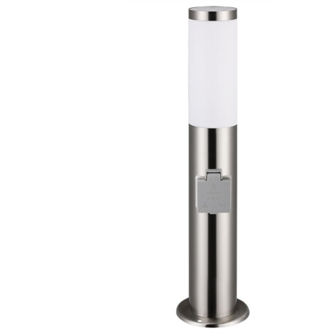 Deuba – Lampadaire d'extérieur en acier inoxydable – Dimensions 480x76mm – Classe de protection IP44 – Prise de courant intégrée