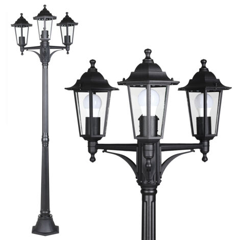 Deuba – Lampadaire d'extérieur en aluminium moulé IP44 – Lanterne résistante aux intempéries – Culot E27 – Couleur anthracite – Dimensions 1760x530mm