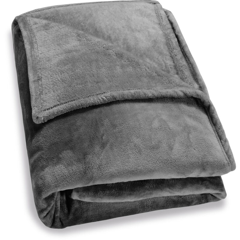 

Manta para sofás suave de forro polar Microfibra Mantas para cama lavable color y tamaño a escoger 210x280 - gris oscuro - Deuba