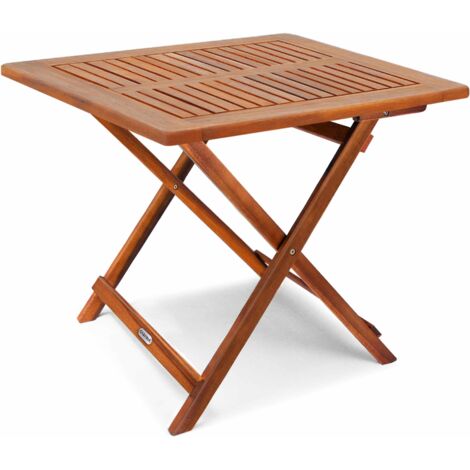 Deuba Mesa auxiliar de jardín 70 x 70 cm madera de acacia mesita de café exterior plegable camping terraza patio