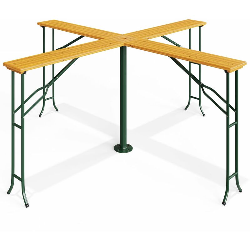 

Deuba Mesa de bar XXL 'Quattro' de madera para exterior eventos camping 4 brazos para 20 personas 241x241x104cm plegable