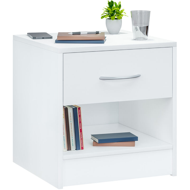 

Mesita de noche 41x39x28cm Mesita de luz de MDF con un cajón y un estante - Varios colores Blanco - Blanco - Deuba