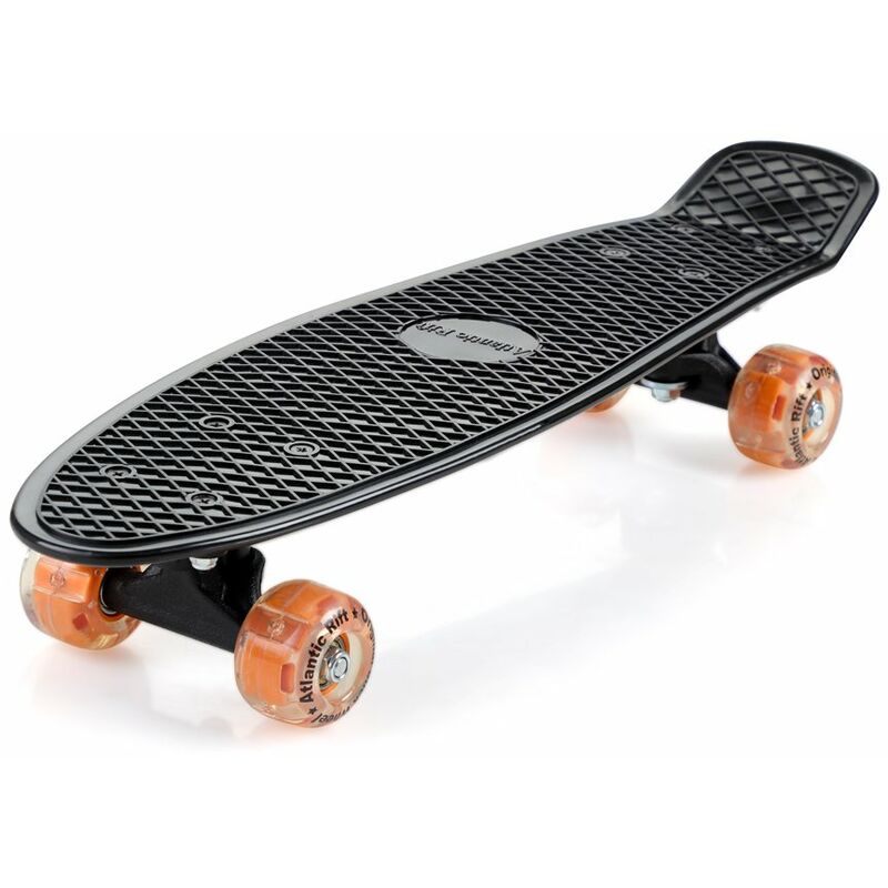 

Monopatín 22' mini skateboard con ruedas ABEC 7 diseño retro skate exterior con o sin luz LED carga máx 100kg black orange +LED (en) - black orange