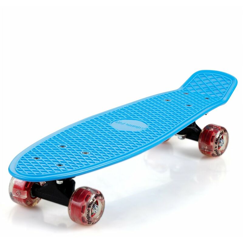 

Monopatín 22' mini skateboard con ruedas ABEC 7 diseño retro skate exterior con o sin luz LED carga máx 100kg blue red +LED (en) - blue red +LED (en)