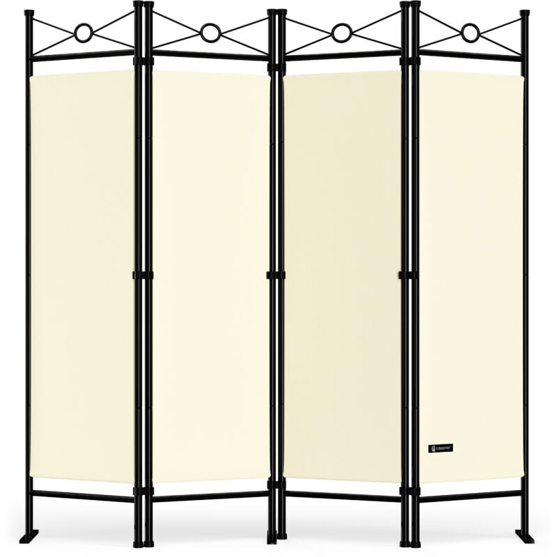 Paravent intérieur 4 panneaux 180 x 163 cm Séparateur de pièce pliable Cloison de séparation Intérieur maison Crème