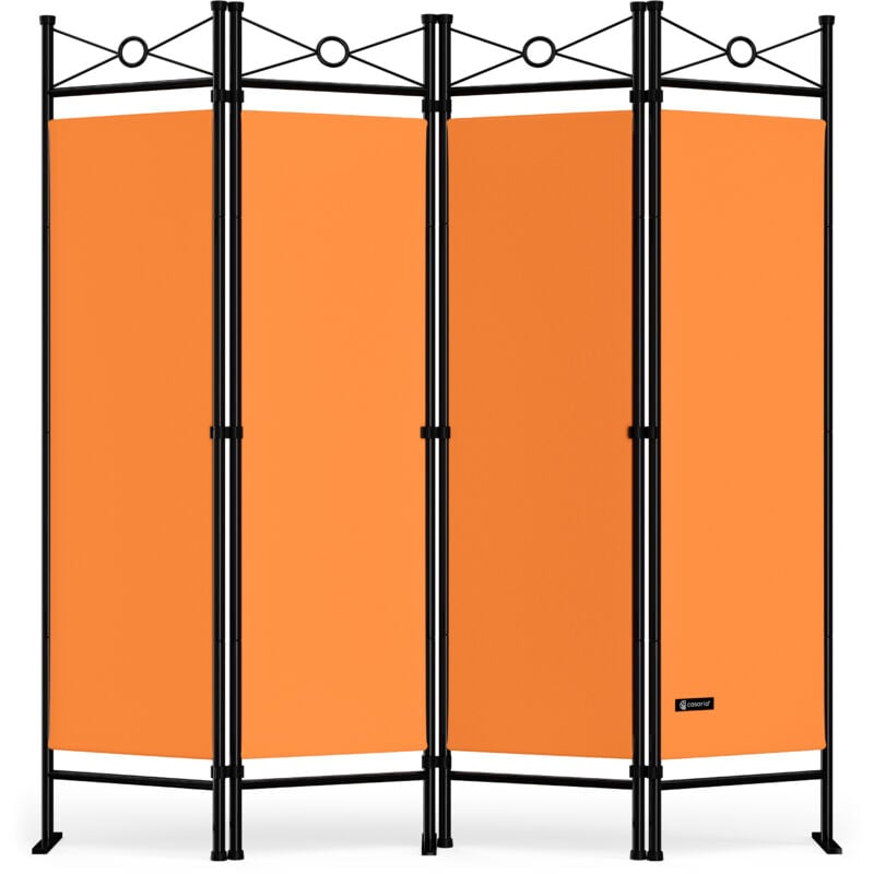 Paravent intérieur 4 panneaux 180 x 163 cm Séparateur de pièce pliable Cloison de séparation Intérieur maison Orange