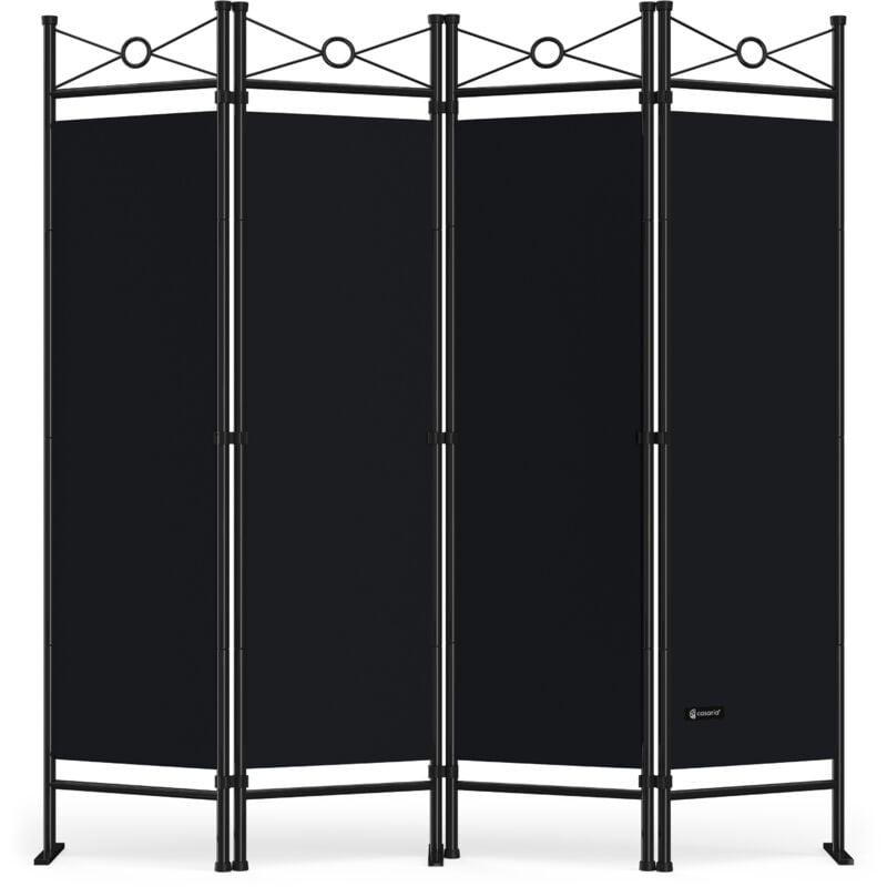 Casaria - Paravent intérieur 4 panneaux 180 x 163 cm Séparateur de pièce pliable Cloison de séparation Intérieur maison Noir