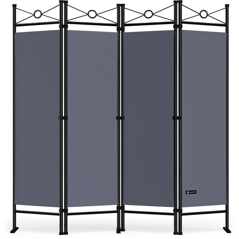Paravent intérieur 4 panneaux 180 x 163 cm Séparateur de pièce pliable Cloison de séparation Intérieur maison Anthracite