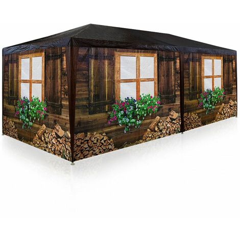 Deuba Pavillon Almhütte Skihütte 3x6m Seitenwände aufrollbar 18m² Partyzelt Pavillion Oktoberfest