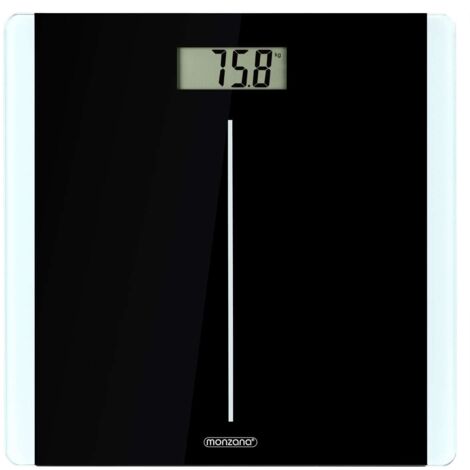 Deuba – Pèse personne numérique noir 180kg – 4 capteurs haute précision – Écran LCD extra-large – Verre trempé 5mm – Alimentation par pile CR2032