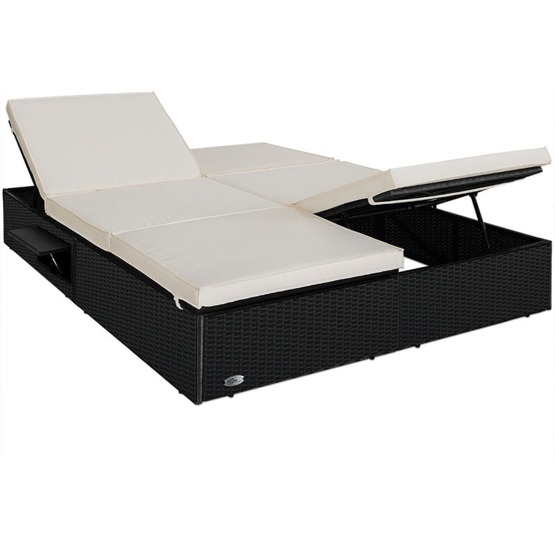 Deuba Poly Rattan Double Sun Lounger | Garden Furniture | Adjustable