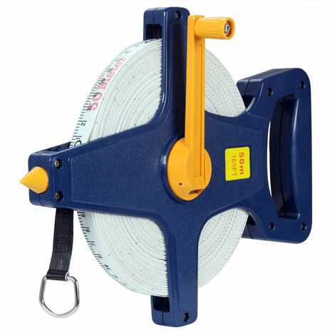 Deuba Rollbandmaß 50m/100m Beidseitig markiert Fiberglas Öse Maßband Bandmaß Messband Rollmeter Rollmaßband 50m Kapsel / Capsule