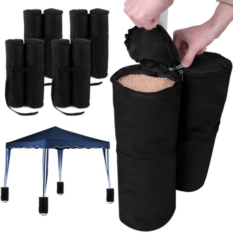 Deuba – Sacs de lestage pour tonnelle – Lot de 4 sacs 60 kg max – Dimensions 26 x 13 x 46 cm – 100% polyester noir – Fixation Velcro