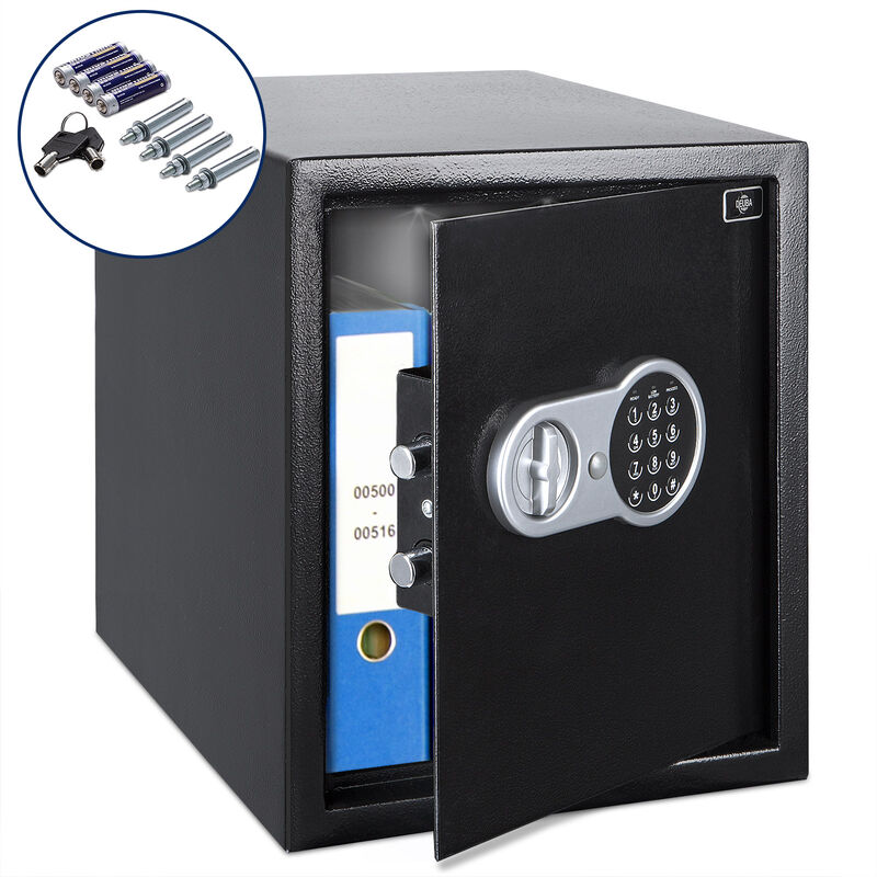 Electronic Digital Safe Cabinet led Display Vault with Keys Home Black - Deuba