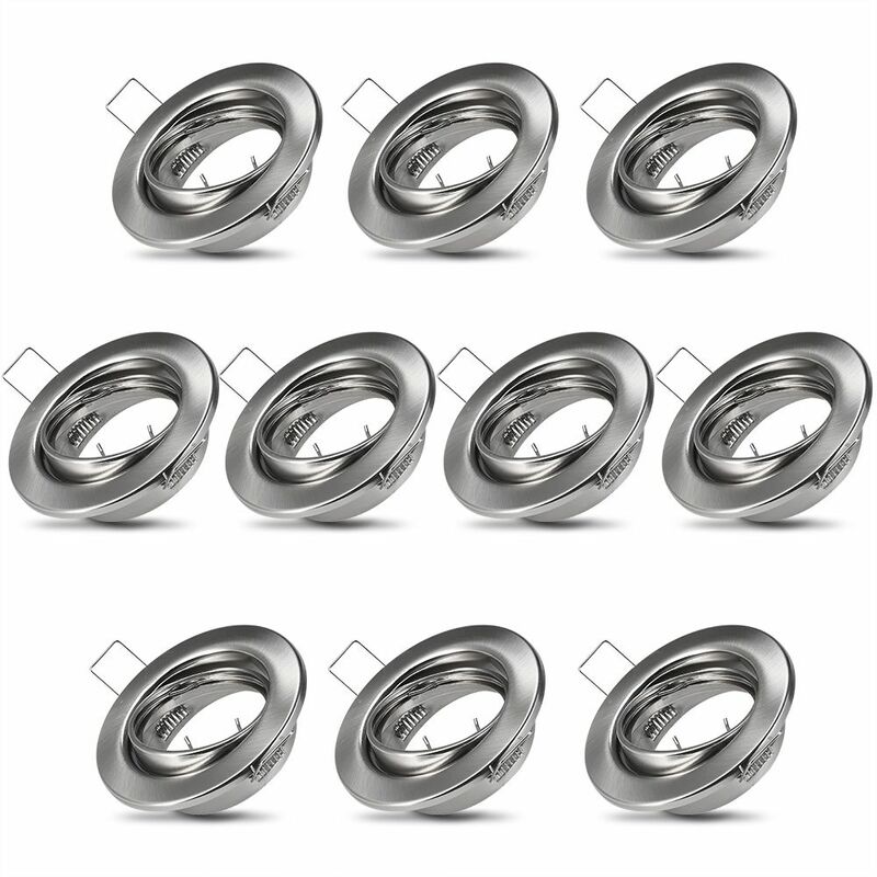 

Set de 10 Marcos de montaje para focos empotrables LED GU10 planos para interior techo profundidad de 70mm diámetro 68mm Set de 10 pzs - plata opaco