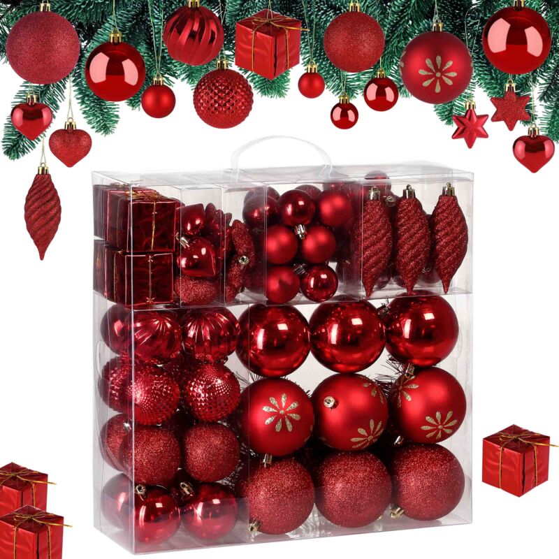 

Deuba Set de 103 diferentes adornos para el árbol de navidad Bolas de Navidad Decoración - Varios colores Rojo - Rojo