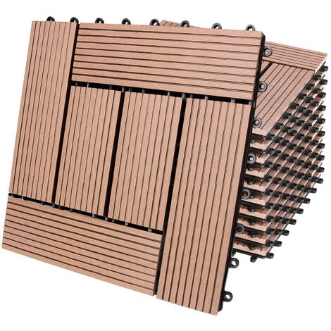 Deuba Set de 11-22-44 Baldosas de WPC Montaje por clips 30x30cm - Color diseño y cantidad a elección 11x Mosaico terracota