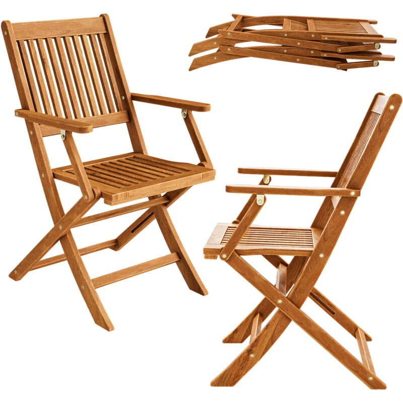 

Set de 2 sillas 'Sydney' plegables de madera de acacia certificado FSC pre aceitada para jardín con reposabrazos - Deuba