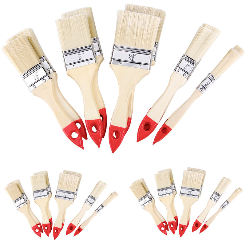 

Set de 30 brochas de Madera 5 tamaños diferentes pinceles de pintura de 12mm hasta 63,5mm para barnices bricolaje - Deuba