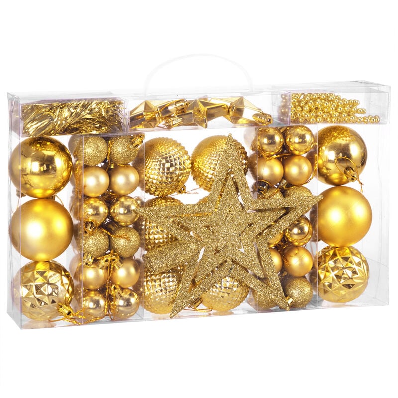 

Set de 66 adornos para árbol de navidad Decoración navideña variada Dorado - Dorado - Deuba