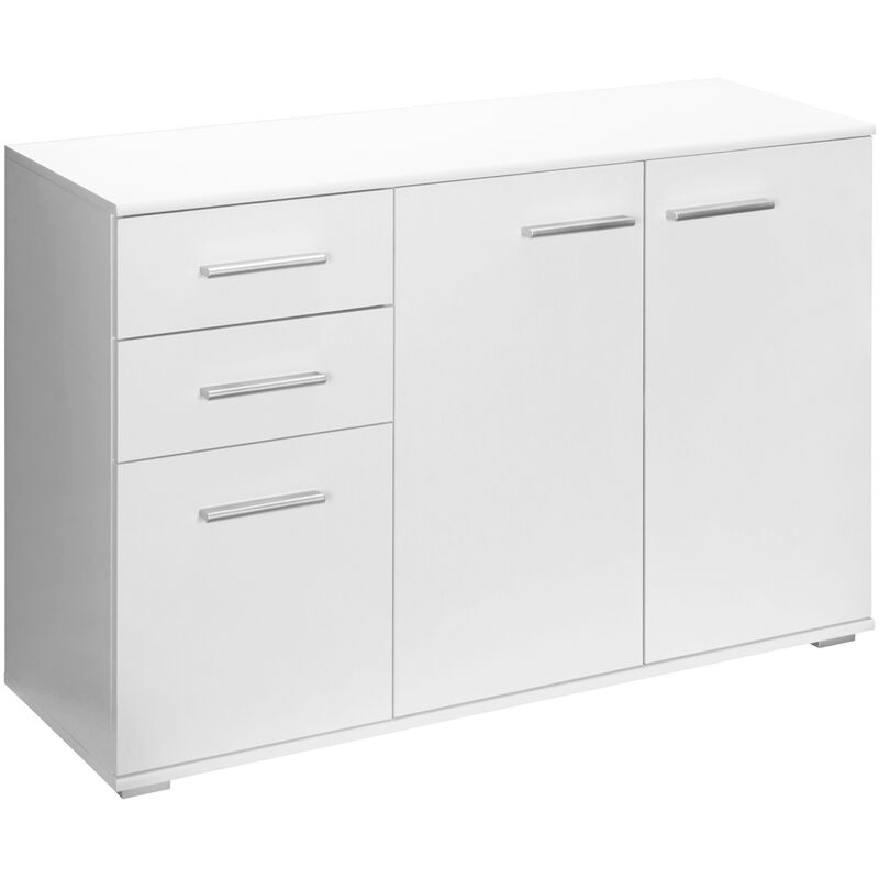 Sideboard Drawer Chest Living Room Office White Beech Oak Modern Cabinet White - Deuba