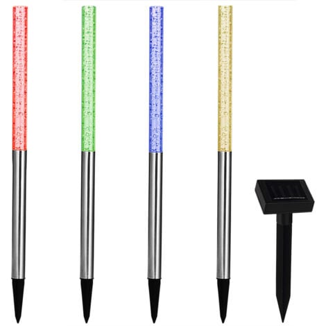 DEUBA® Solar LED Garden Post Lights  48cm Tall Outdoor Lighting  Automatic Twilight Sensor Switch Light  IP44 Sunlight Powered Patio Lamp Set  Stainless Steel