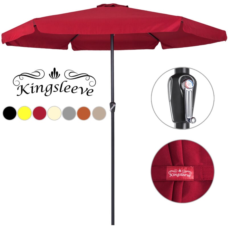 

Kingsleeve Sombrilla XXL 330cm con manivela impermeable parasol para playa pícnic verano protección Antracita - Antracita