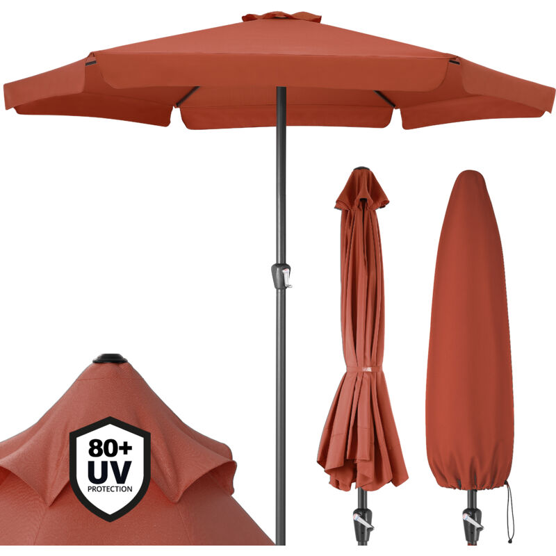

Kingsleeve Sombrilla XXL 330cm con manivela impermeable parasol para playa pícnic verano protección Terracota - Terracota