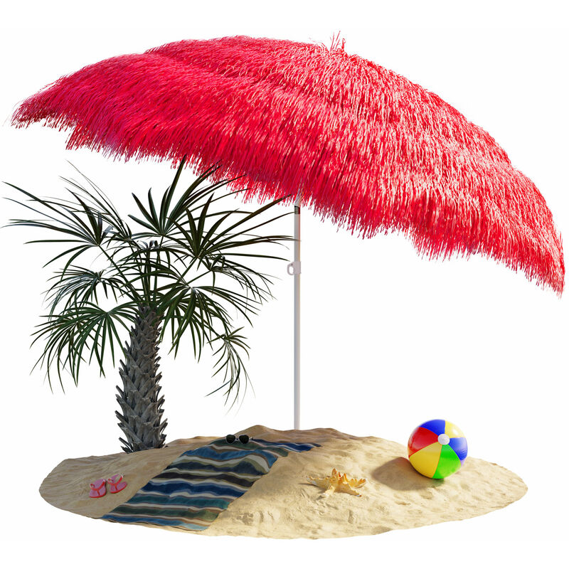 

Kingsleeve - Sombrilla de playa jardín exterior Ø 160 cm Hawaii color a eligir con función de inclinación parasol reclinable Rojo - Rojo