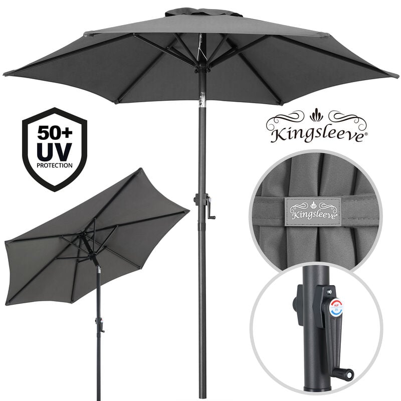 

Deuba Sombrilla inclinable con manivela impermeable 200 cm palo de aluminio playa pícnic verano protección - color a elegir Antracita - Antracita