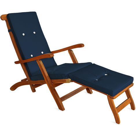 Deuba Sun Lounger Cushions Waterproof Steamer Recliner Relaxer Ties Cushion Seating Pads 173 x 43 cm