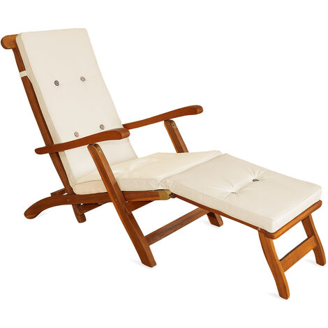 main image of "Deuba Sun Lounger Cushions Waterproof Steamer Recliner Relaxer Ties Cushion Seating Pads 173 x 43 cm"