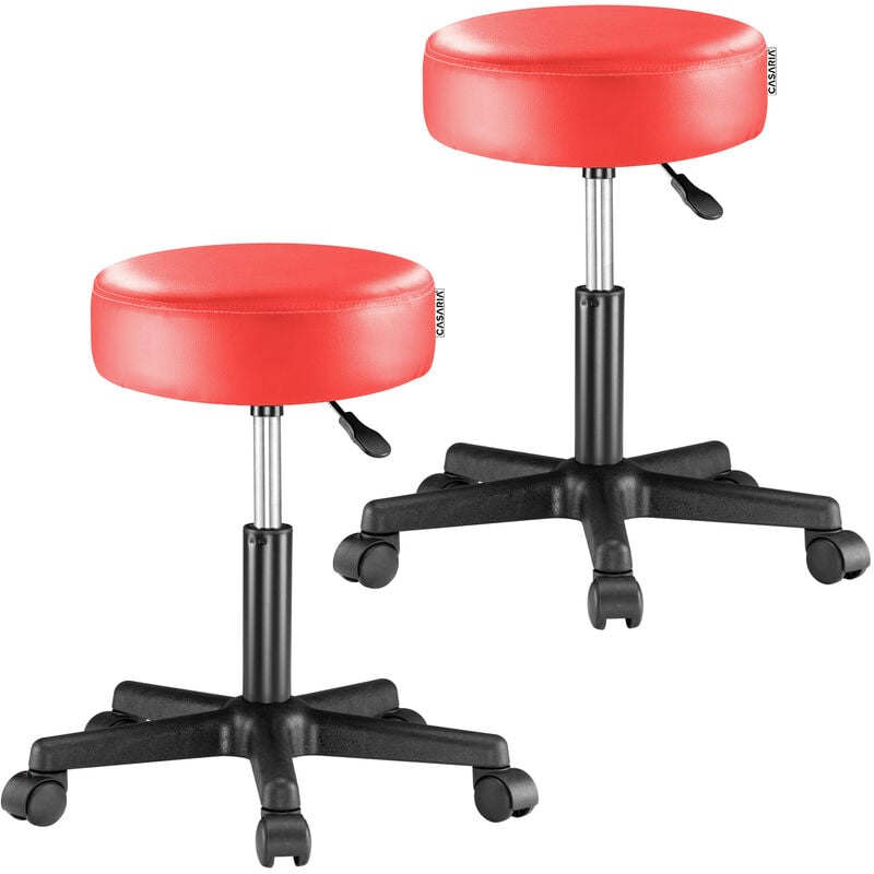 Casaria - 35cm Swivel Stool Adjustable Work Chair Hydraulic Seat Thick Padding 2Pcs Set Red