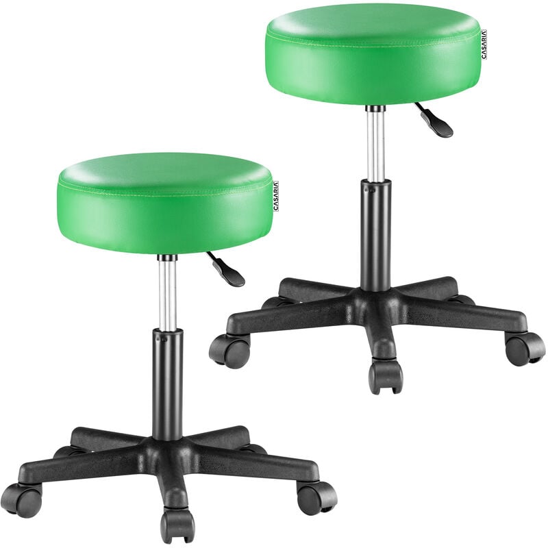 Casaria - Deuba Swivel Stool Adjustable Work Chair Hydraulic Seat pu Leather Thick Padding 2er Set grün (de)