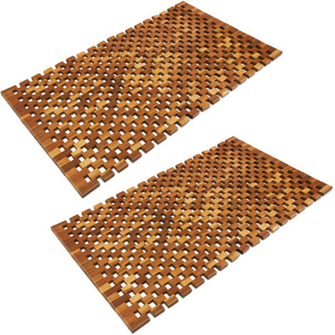 Deuba – Tapis de bain antidérapant en bois d'acacia – Dimensions 80x50cm – Huilé pour protection – Facile à nettoyer et ranger