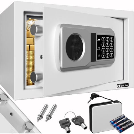 DEUBA® Tresor Elektronik-Zahlenschloss 4 Batterien Tresor klein Safe Hotelsafe Büro Hotel Schmuck Sicherheitscode Silber