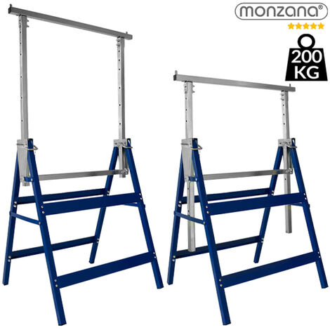 Deuba – Tréteaux télescopiques 2x – Hauteur réglable 81 à 130 cm – Charge max 200 kg – Acier avec revêtement – Pliables pour rangement facile
